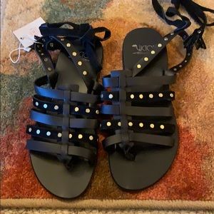 NWT Black leather sandals